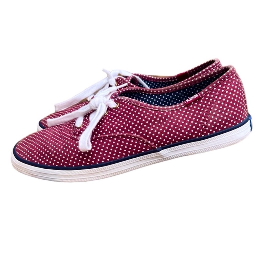 - Keds Sz 8 Maroon White Polka-Dot Sneakers! EUC!